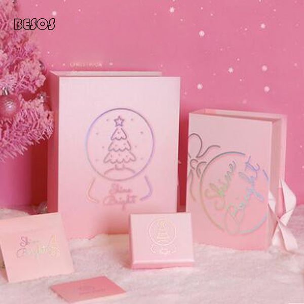 

girl heart gift box pink hollow-out bronzing gradient letters party birthday scarf round rectangular square paper gift box b256d
