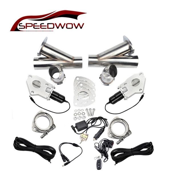 

speedwow 2.25'' valve electric\ manual stainless steel aluminum y pipe headers exhaust pipe cut out kit with car remote control