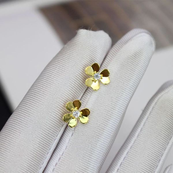 

women jewelry stud earrigns 18k gold plated 5a women clover earrings women party earrings, Silver