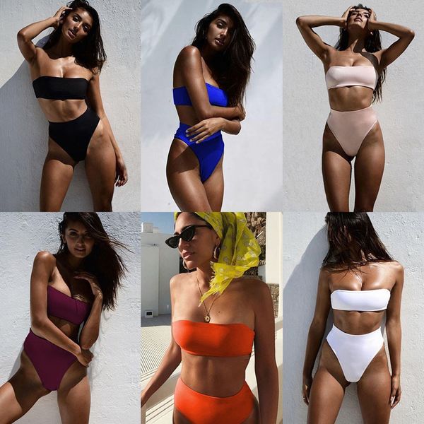 

tube бикини sexy top бикини set женщины сплошной купальник высокой талией купальный костюм новый купальник пляжная одежда женский biquini, White;black