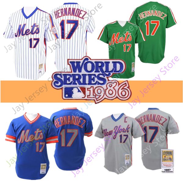 

keith hernandez jersey 1986 ws patch baseball coopers-town home away white pinstripe green grey blue grey, Blue;black