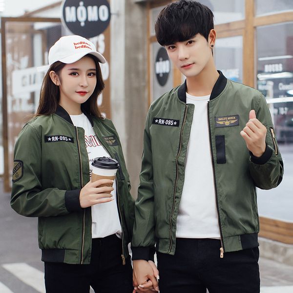 

spring and autumn new style couples baseball collar flight suit coat youth slim fit large size casual jacket men's, Black;brown