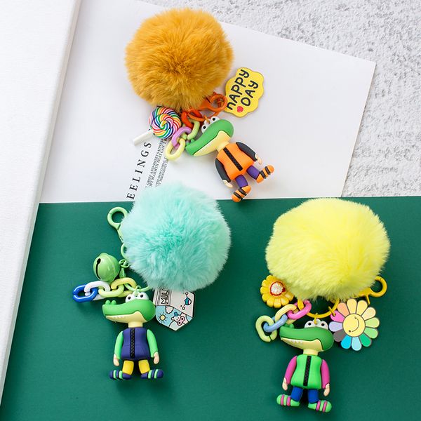 

autumn style creative doll pendant silicone environmental protection crocodile car key ring door anti-lost key chain gift, Silver