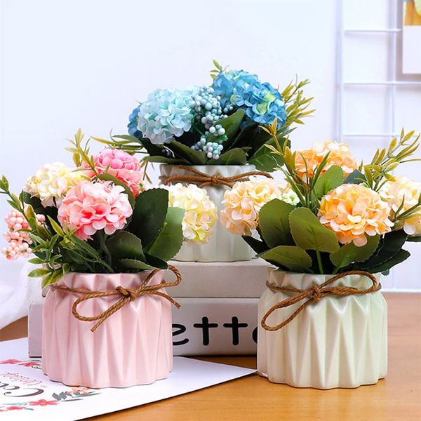 

2019 искусственные цветы бонсай с вазой тыква поддельные розы бонсай искусственные розы шелк цветок главная сад декор день святого валентина