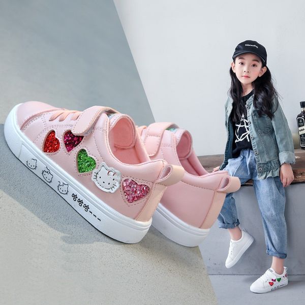 

children's shoes girl's small white shoe new autumn children's sports shoes girls spring and autumn versatile board shoe tren, Black