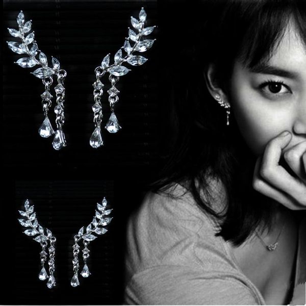 

fancinating women's jewelries angel wings earrings rhinestone inlaid alloy ear jewelry party superb oorbellen bijoux pendientes, Silver