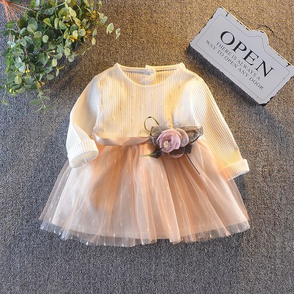 

bibicola baby girls dress spring autumn newborn baby cotton lace wedding party dresses for bebe girls infant long sleeve dresses y190516, Red;yellow