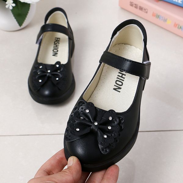 

2018 new for girls children fashion princess bowknot dance pu leather party shoes 26 27 28 29 30 31 32 33 34 35 36 red white, Black;grey