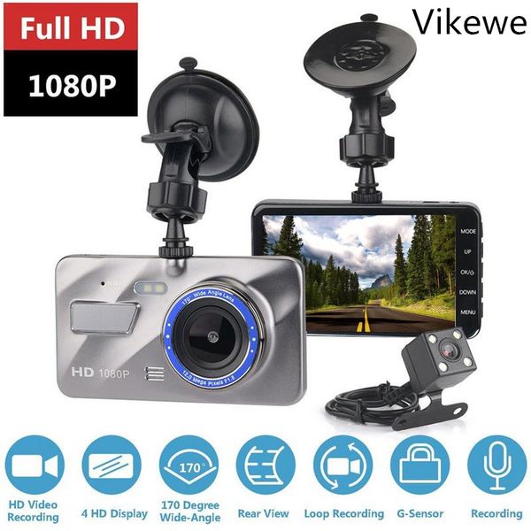 

hd 4 inch dual lens image 1080p hidden wide angle driving recorder dash cam dual lens car dvr camera support reversing