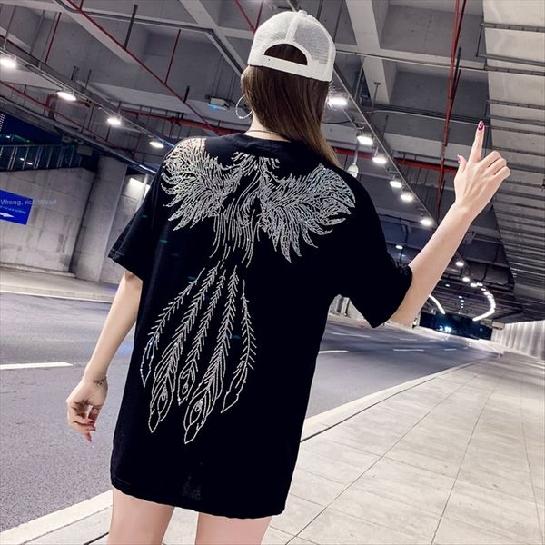 

fat sister big size slim type short sleeve fashion brand round collar t-shirt female 2020 medium and long t-shirt, White