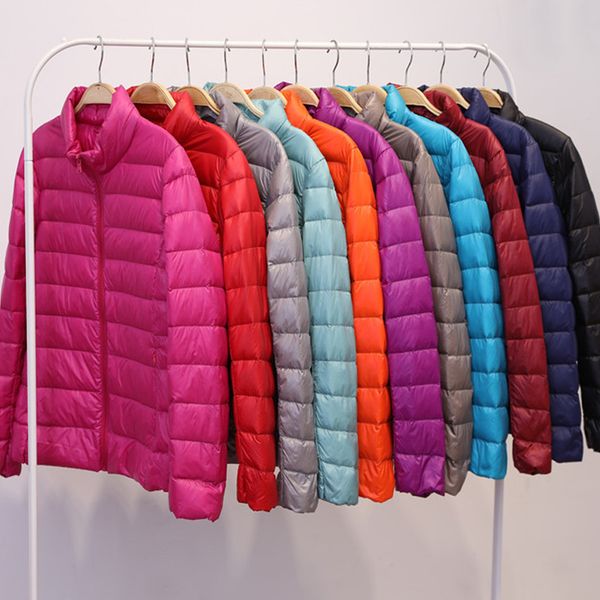 

autumn winter women thin down jacket duck down jackets slim warm coat parka female portable outwear plus size, Black