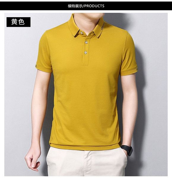 

summer lapel solid color polo shirt casual fashion young and middle-aged t-shirt short sleeve new men's clothing, White;black