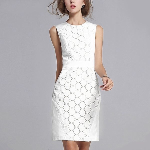 

woman clothing womens dresses dress summer elegant women sleeveless slim plus size dresses white lace knee length party dress, Black;gray