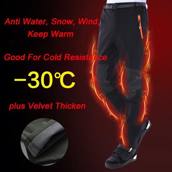 

befusy hiking pants waterproof softshell winter men camping trekking thermal fleece warm ski trousers women polartec 4xl pants, Black;green