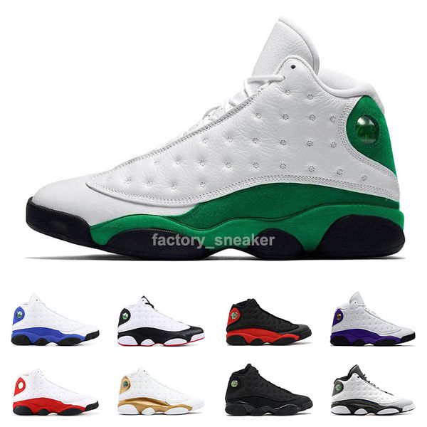 

new mens basketball shoes 13s lucky green 13 court purple black cat bred sports sneakers trainers athletic size 7-13, White;red