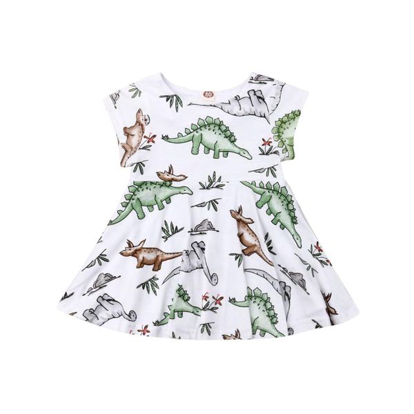 

2019 cartoon dinosaur dress toddler baby kid girls summer short sleeve party birthday dresses casual baby girls costumes, Red;yellow