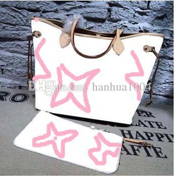 

wholesale sell pink printing 100% genuine leather fashion women handbag bag with purse 41050 tahitienne shoulder bags