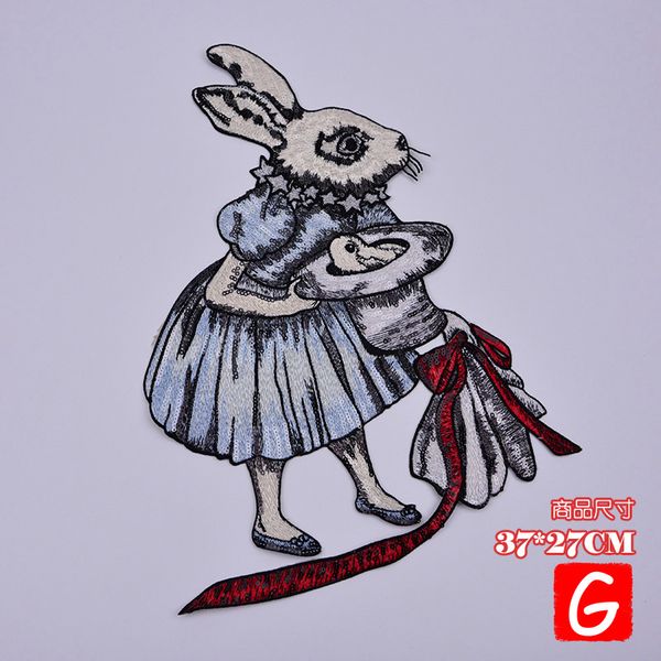 

gugutree вышивки патчи большого кролика патч животных значки аппликация патчи для одежды dx-221, Black