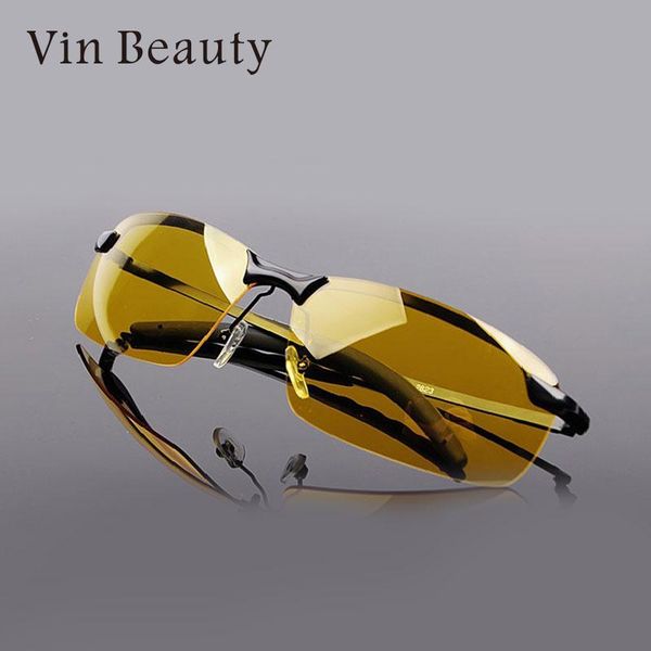 

night vision driving polarized men anti-glare metal frame sun glasses, White;black