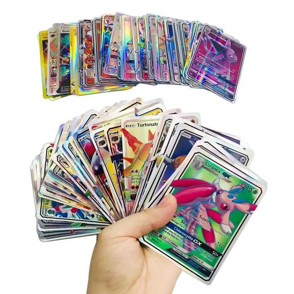 

playing trading cards games pikachu ex gx mega shine english cards anime poket monsters cards no repeat 100pcs/lot