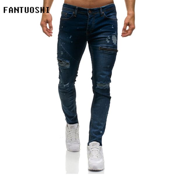 

Mens Skinny Jeans 2019 Super Skinny Jeans Men fashion Soft and comfortable Ripped Stretch Denim Pants High Quality Plus size XXL