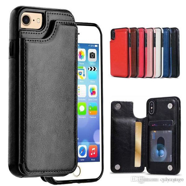 

wholesale for iphone xs max xr x 8 7 wallet leather phone case card slots slim multi-functional folio stand shockproof for samsung s10 plus