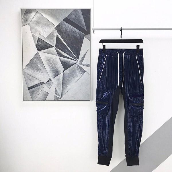 

autumn winter luxury france europe paris patchwork zipper pocket cool woven trousers casual men women hip hop embroidery logo cargo pants, Black