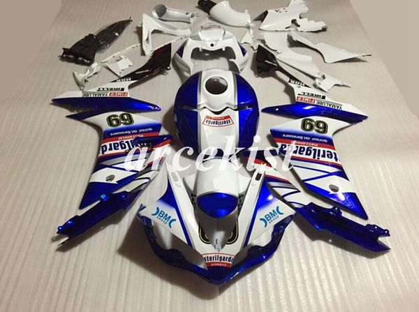 

4 gifts new abs injection mold motorcycle full tank cover fairings kit for yamaha yzf-r1 2007 2008 07 08 r1 body set dark blue white