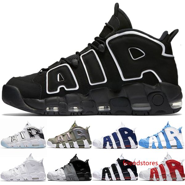 

air more uptempo men women basketball shoes pippen varsity red triple white black unc iridescent chrome blue athletic sports sneaker 36-47