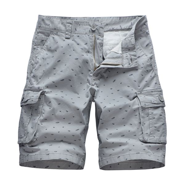 

gustomerd 2020 summer men's casual shorts cotton stretch shorts fashion printing loose short sleeve men, White;black