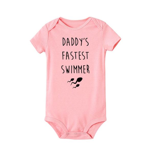 

dad faster swimmer print summer fashion funny letters white clothes infant baby boy cotton onesies romper onesie