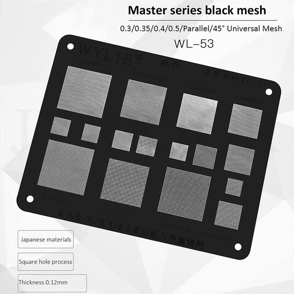 

yh 0.3/0.35/0.4/0.5/parallel/ hole universal multi function planting tin mesh bga reballing black stencil template