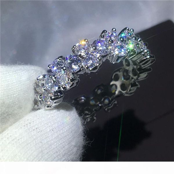 

victoria wieck ring full round 4mm 5a zircon crystal 925 sterling silver engagement wedding band rings for women jewelry gift, Slivery;golden