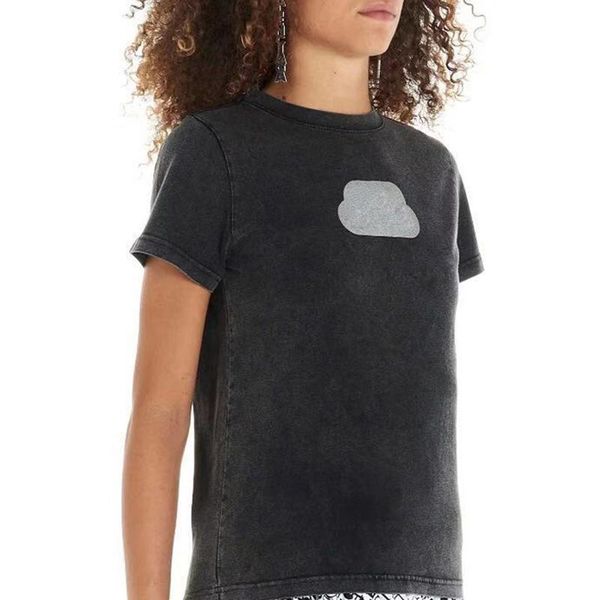 

silvery geometric logo print t-shirt black do old men women couple short sleeve summer street casual tee crew neck breathable hfhltx055, White;black