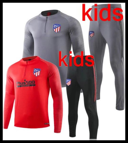 

2019 2020 kids survetement jacket training suit soccer jersey kits tracksuits 19 20 child tracksuit football jacket tracksuit set, Black