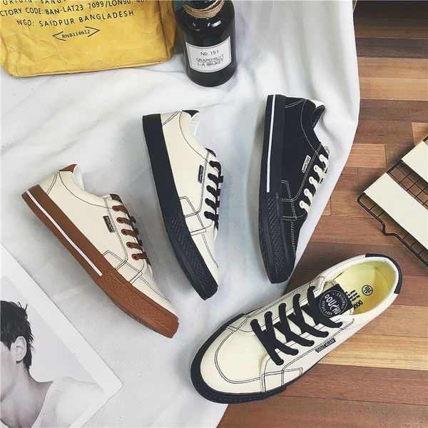

men casual shoes fashion sneakers oxfords espadrilles breathable classic canvas shoes man autumn spring new lace-up non-slip, Black