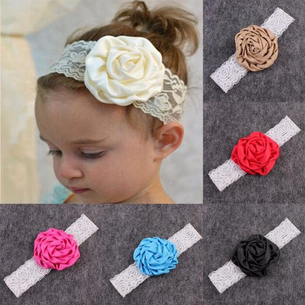 

withe кружева цветок детские повязки для девочек эластичные детские аксессуары детские головные уборы новорожденных hairbands фотография pro, Slivery;white