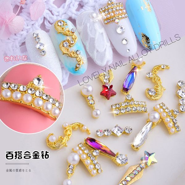 

mixed color chameleon stone nail rhinestone small irregular beads manicure 3d nail art decoration in wheel accessories gems, Silver;gold