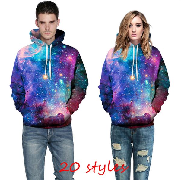 

2020 fashion men women couple sweatshirt fall autumn winter pullover hoodies sweater coat long sleeve hoodies 3d printing with hat, Blue;black