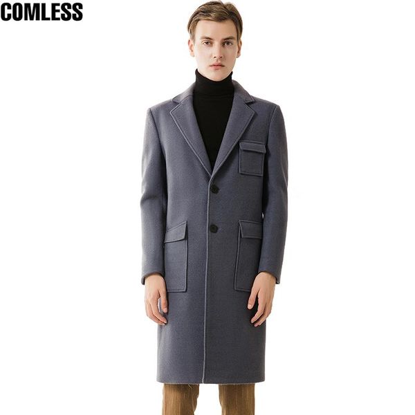 

high grade 2017 new trench coat men korea slim fit winter jackets multi-pocket fashion design mens long overcoat windbreaker, Tan;black