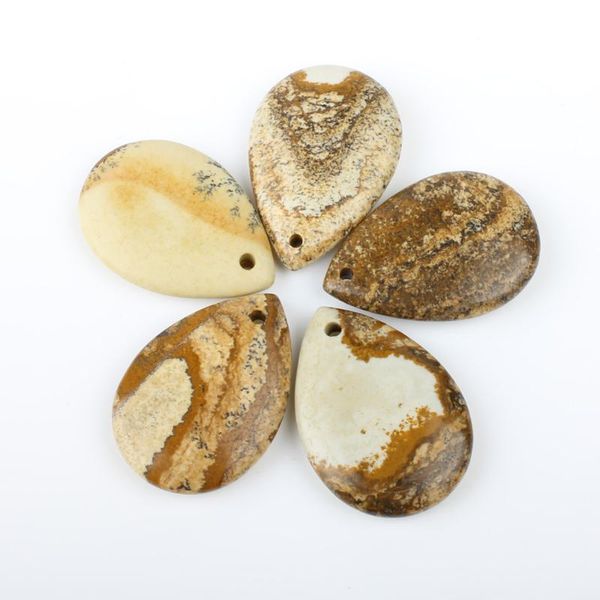 

2pcs / bag natural stone 25 * 36 * 8mm drop-shaped color pendant star jewelry making diy necklace earring jewelry accessories, Bronze;silver