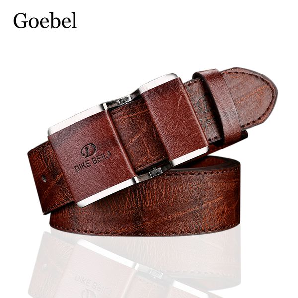

smooth buckle belt fashion male antique belt metal men jeans man faux leather, Black;brown