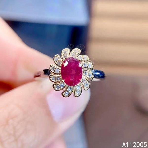 

cluster rings kjjeaxcmy fine jewelry 925 sterling silver inlaid natural adjustable ruby female ring support test, Golden;silver