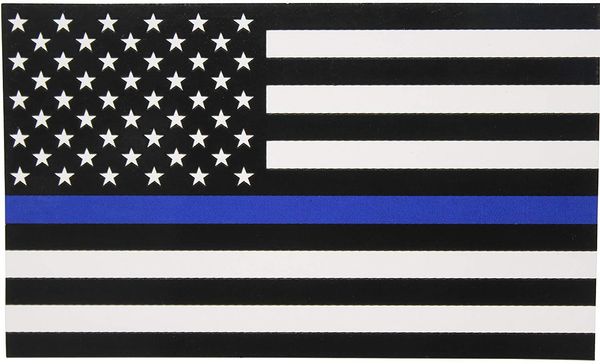 

thin blue line flag decal - 2.5*4.5 in. black white and blue american flag sticker for cars and trucks