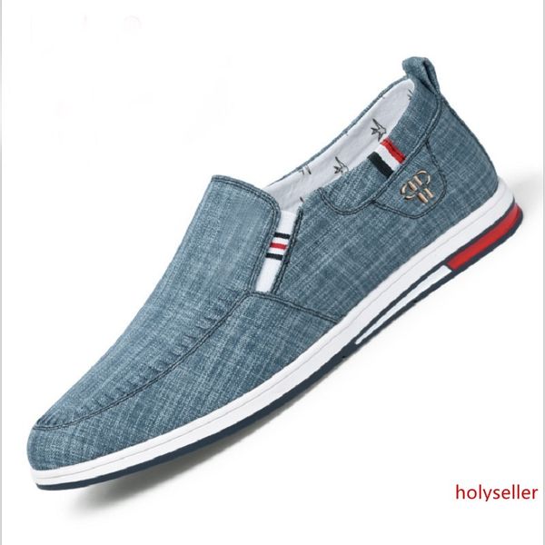 

men low flat casual shoes blue grey breathable canvas shoe mens sports sneakers size 40-44 wholesale