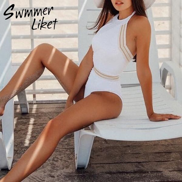 

сексуальная талия высокий вырез бикини 2019 mujer купальщики нажмите на 1 кусок купальник женские сексуальные белые купальники монокини женщ