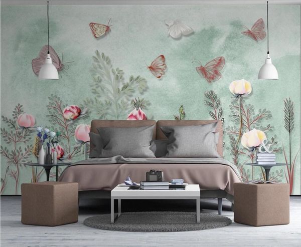 

wallpaper murals flowers butterfly green background wall paper for girls room contact paper home improvement wall cover floral