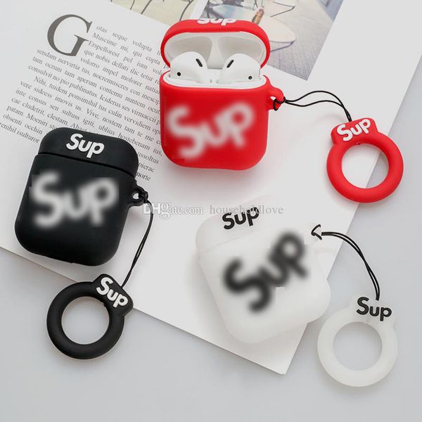 

new airpods surp protective sleeve sup tide ins headphones 2 silicone tide brand soft shell pendant lanyard creative apple personality