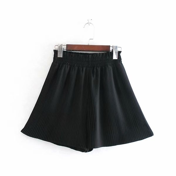 

2019 new korean solid color bowknot high waist shorts womens cute pleated wide leg shorts summer casual loose, White;black