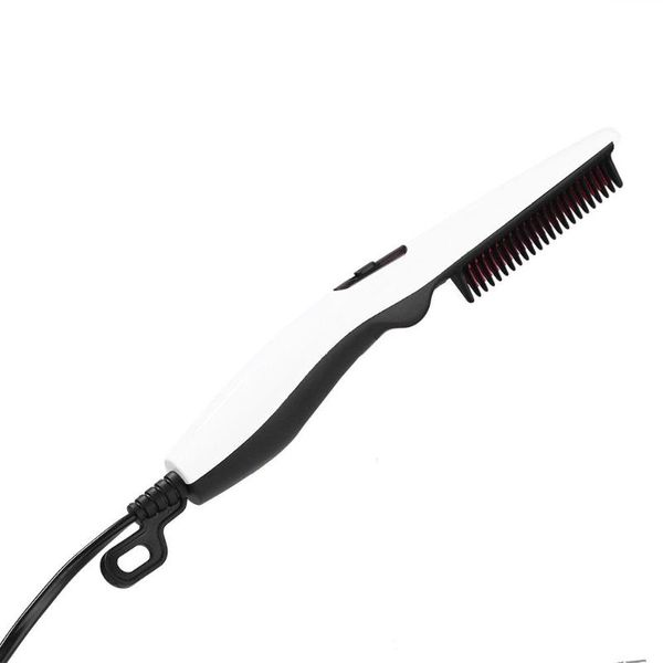 

multifunctional hair comb brush beard straightener hair straighten brush hairdressing electric hair styler comb for men, Black